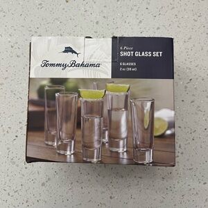 TOMMY BAHAMA Shot Glass Set of 6, New in Box 2oz